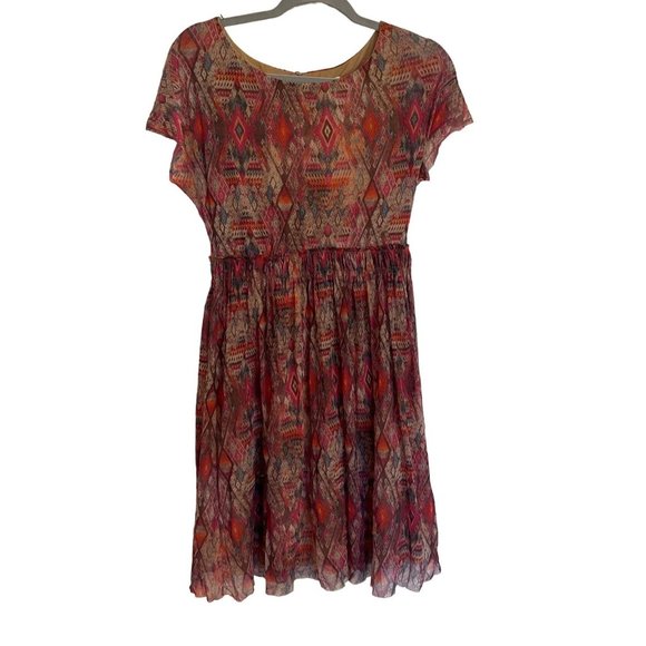 WESTON DRESS SIZE SMALL SOUTHWEST MULTI COLOR PRINT ALINE SHORT SLEEVE - Picture 1 of 8